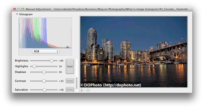 The same photo processed in Photo Sense