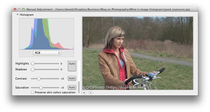 A close to perfect histogram to aim while shooting